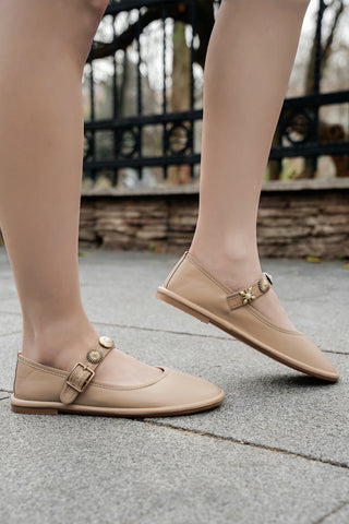 Kadın Tokalı Babet Semura - Bej