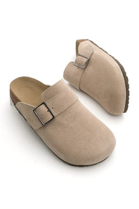 Kadın Hakiki Deri Eva Taban Sabo Günlük Terlik Sumpa - Bej Süet