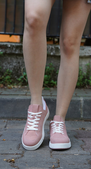 Kadın Sneaker Spor Ayakkabı Tefze - Pembe Süet