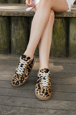 Kadın Sneaker Bağcıklı Spor Ayakkabı Tiyone - Leopar