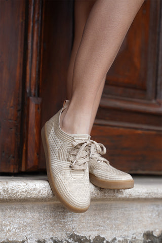 Kadın Sneaker İşlemeli Nakışlı Spor Ayakkabı Valgin - Bej