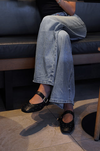 Kadın Zımbalı Babet Velona - Siyah