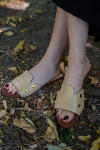 Kadın Zımbalı Günlük Terlik Vimase - Bej