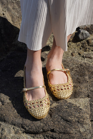 Kadın El Örgülü Babet Vonzo - Altın