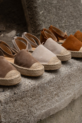 Kadın Hakiki Deri Jüt Espadril Sandalet Zoder - Taba Süet